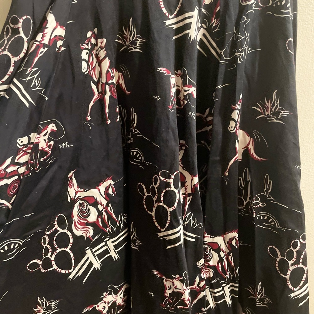Pinup Girl Clothing Black Doris Western Print Skirt Pinup Couture w/o BELT - Picture 3 of 3